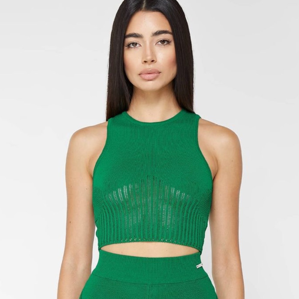 Maniere De Voir Emerald Knit Crop Top